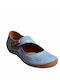 Lederne Damen Ballerinas in Blau Farbe