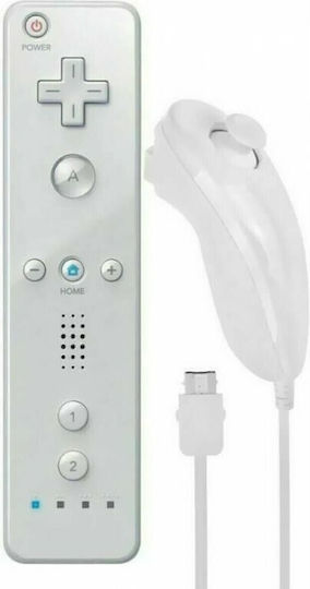 Wii Remote & Nunchuck Ενσύρματο Gamepad για Wii / Wii U White