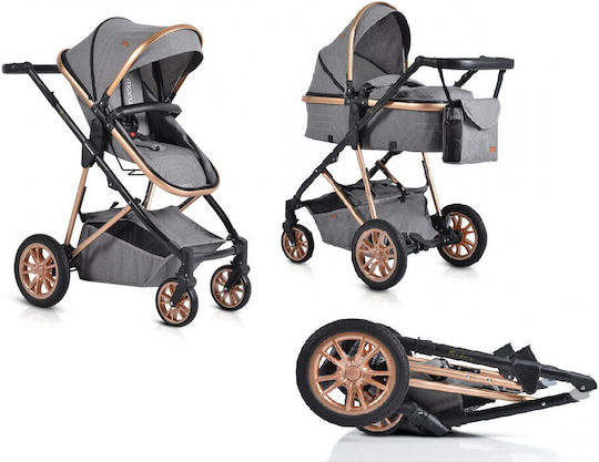 Moni Midas Adjustable 2 in 1 Baby Stroller Suitable for Newborn Gray 10.2kg