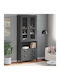 Boden Wohnzimmer-Vitrine mit Glas Charcoal Grey 80x40x200cm