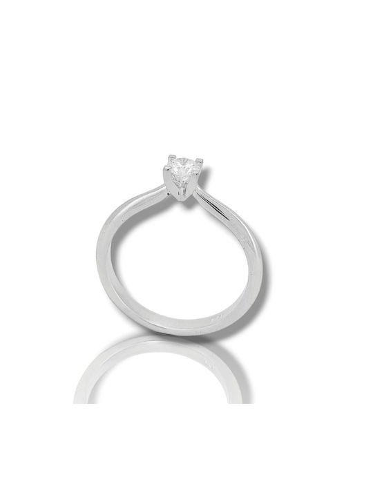 Mentzos Single Stone Ring made of White Gold 18K with Diamond