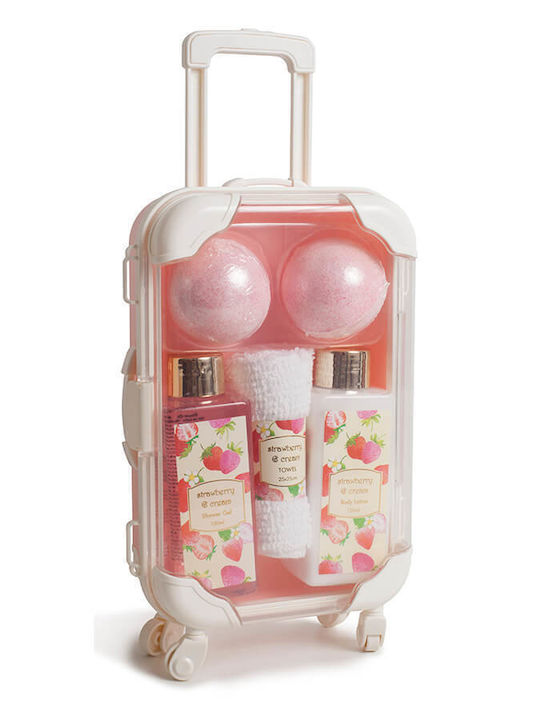 Pokhara Trolley Suitcase “strawberry And Cream” Комплект за грижа за кожата