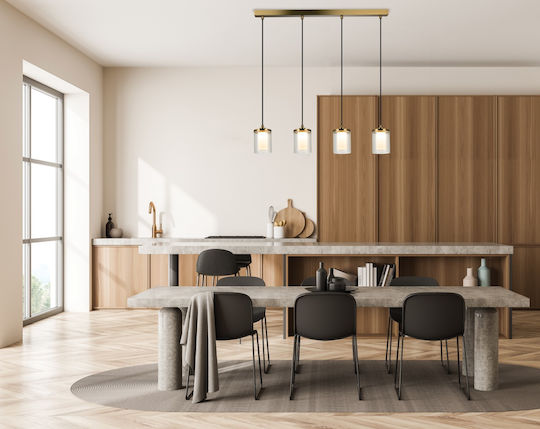 Zambelis Lights Κρεμαστό Φωτιστικό Κίτρινο LED με Θερμό Λευκό Φως Ράγα 85x220x220εκ.