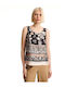 Women's Blouse Satin Sleeveless Floral Black