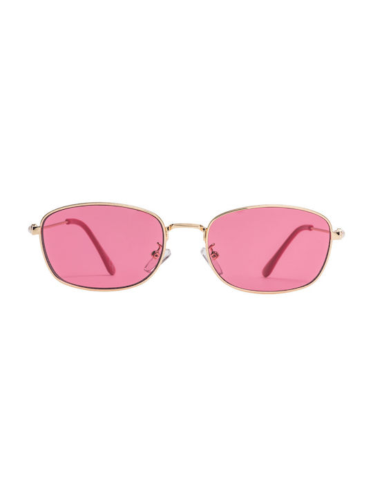 Sunglasses with Gold Metal Frame and Pink Lens 01-6880-9