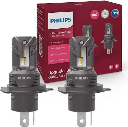 Philips Lamps Car Ultinon Access H19 / H4 LED 6000K Cold White 12V 20W 2pcs
