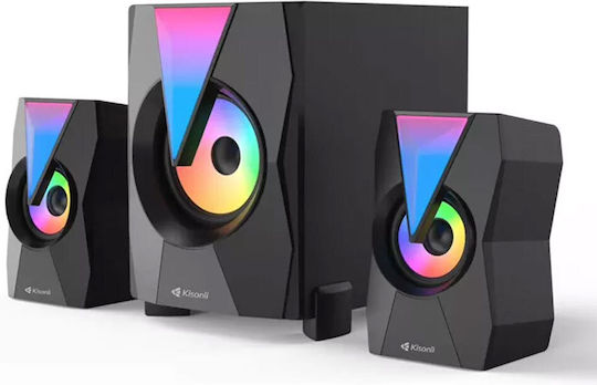 Kisonli TM-4000U 2.1 Speakers with RGB and Bluetooth 8W Black