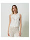 Twinset Αμάνικο Τοπ Φλοράλ Κεντήματα 241tt2082 00001 White