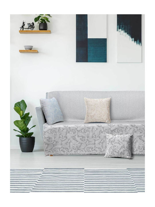 Madi Rococo Ριχτάρι Τριθέσιου Καναπέ Γούνινο 170x300εκ. Grey 21276-03