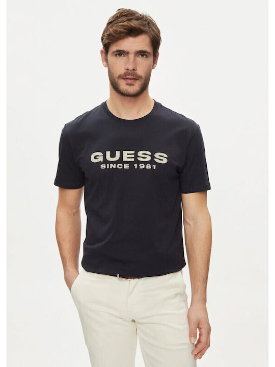 Guess Herren T-Shirt Kurzarm Marineblau