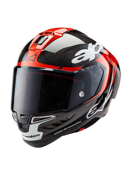 Alpinestars Supertech Element R10 Glossy Red Carbon Black Κράνος Μηχανής Full Face ECE 22.06 με Pinlock