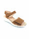 Laura Azana Leather Women's Flat Sandals Anatomic in Tabac Brown Color