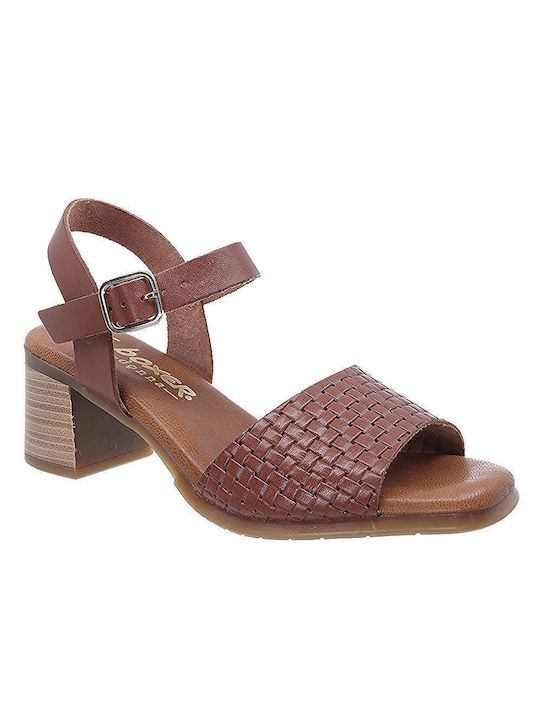 Boxer Leder Damen Sandalen in Tabac Braun Farbe