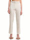 Women's High-waisted Fabric Trousers Straight Line White