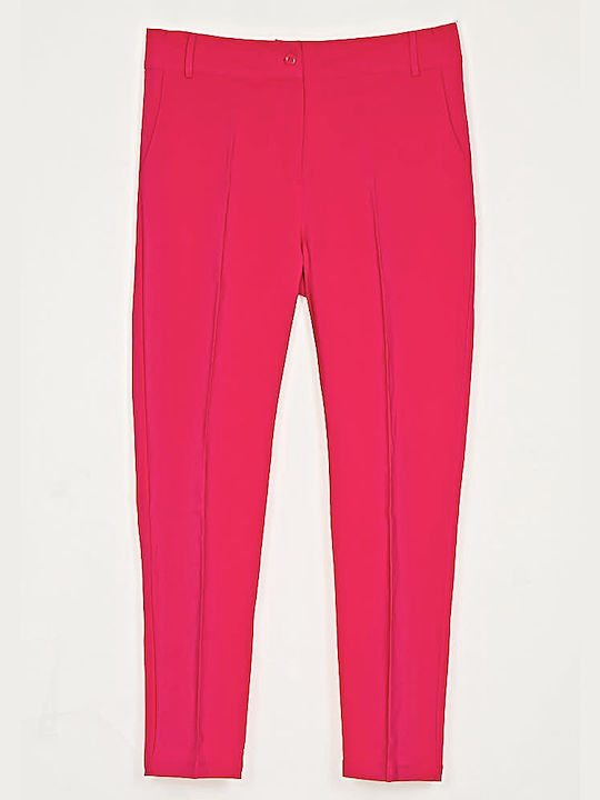 Cuca Damen Stoff Hose in Gerader Linie Fuchsia