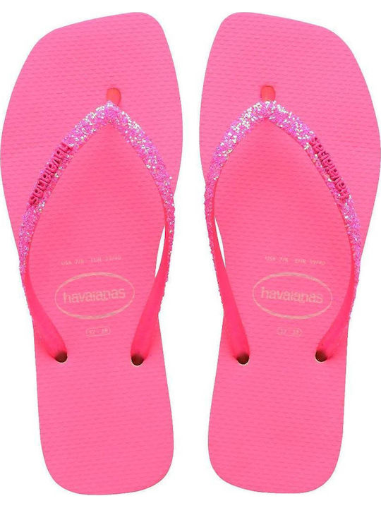 Square Glitter Neon Șlapi în Culoare Bej