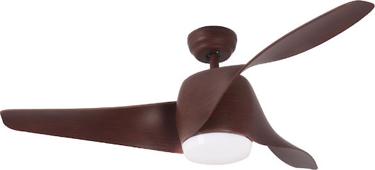 Aca Ανεμιστήρας Οροφής 132cm με Φως Καφέ