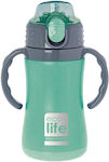 Ecolife Kids Water Bottle Thermos Stainless Steel with Straw Green 300ml 33-BO-2991