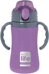 Ecolife Kids Water Bottle Thermos Stainless Steel with Straw Lilac