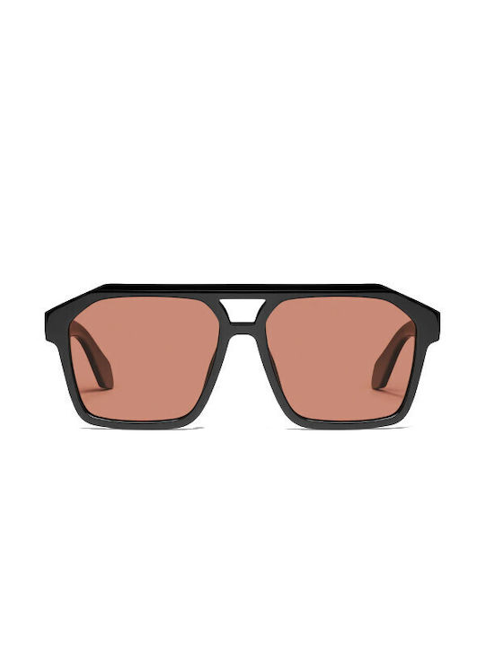 Quay Australia Unisex Sonnenbrille mit Schwarz Kunststoff Gestell und Orange Polarisiert Linse SOUNDCHECK-BLK/APRPOL