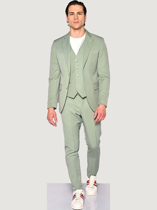 Men's Summer Suit with Vest Slim Fit Mint