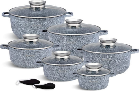 Edenberg Set De Oale Din Aluminiu Gri Cu Acoperire Interioară Antiaderent 6 Piese