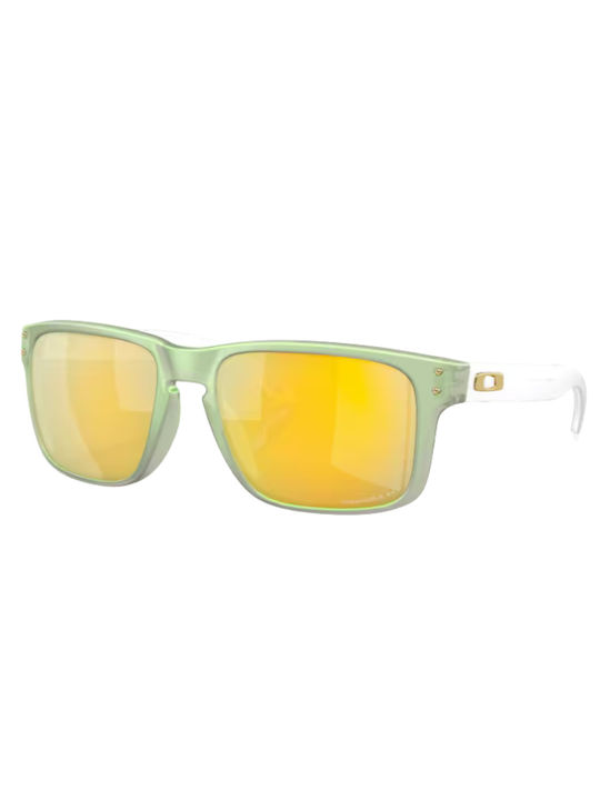 Oakley Holbrook Sunglasses with Green Plastic Frame and Yellow Polarized Mirror Lens OO9102-Y0