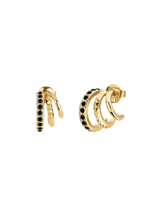 Police Earrings Hoops made of Steel Gold Plated