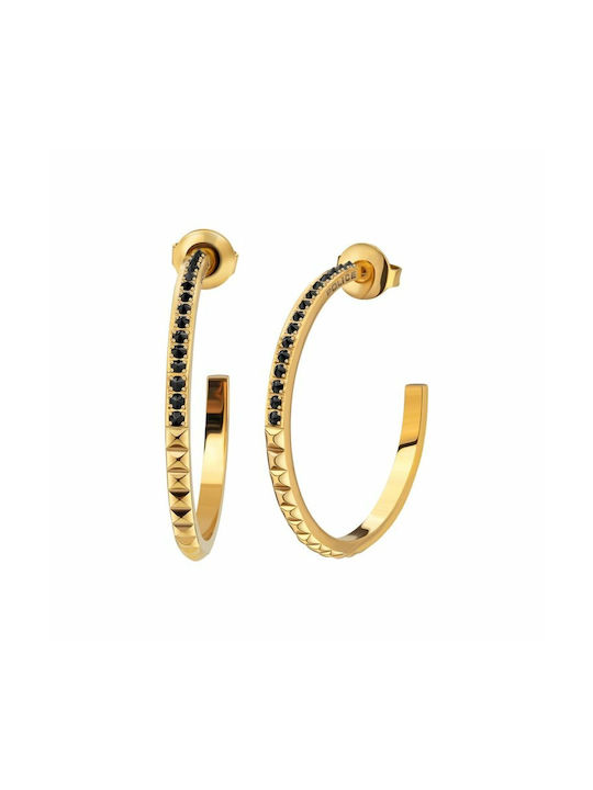 Police Earrings Hoops made of Steel Gold Plated