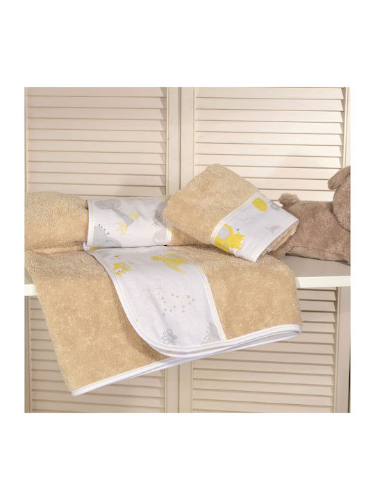 Baby Oliver Σετ Βρεφικές Πετσέτες 2τμχ Μπεζ Βάρους 450gr/m²