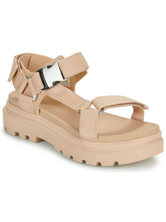 Palladium Damen Flache Sandalen in Beige Farbe