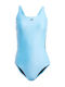 Adidas Mid 3-stripes Athletic One-Piece Swimsuit Light Blue