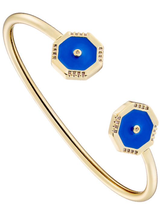 Loisir Pierrot Bracelet Metallic Gold Plated Fixed Elements Blue Enamel Zirconia Enamel 02l15-01644