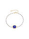 Loisir Pierrot Bracelet Metallic Gold Plated Rosary Element Blue Enamel Zircon Enamel 02l15-01641