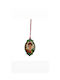 Wooden Oval Necklace Motif Frida Kahlo