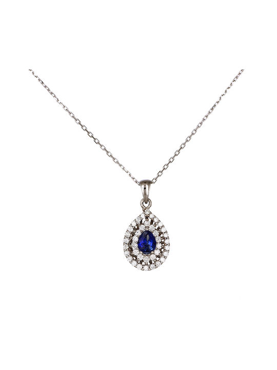 Necklace Rosette from White Gold 18k