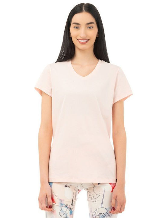 Be:Nation Γυναικείο T-shirt με V Λαιμόκοψη L.pink
