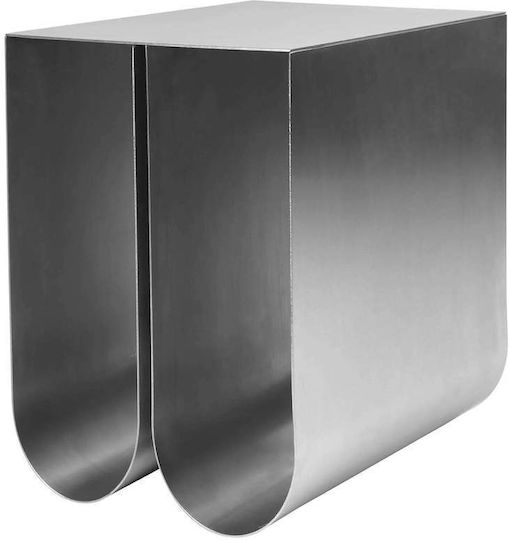 Rectangular Metal Side Table Silver M35.5xL26xH36cm
