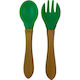Queen Mother Baby Set with Fork from Silicone Green 2 Pieces