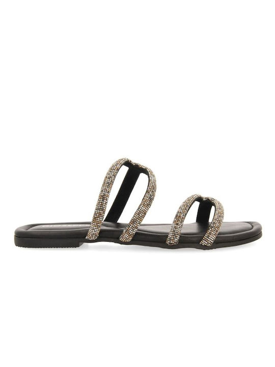 Gioseppo Strass Leather Sandals Black
