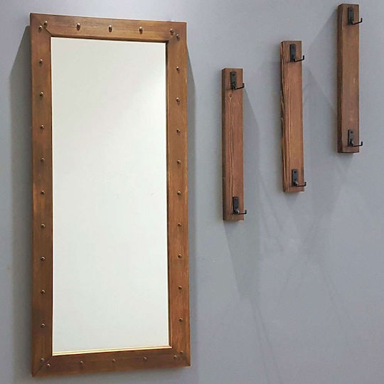Hanah Home Като Огледало за Стена с Кафяв Дърво Рамка 110x50см 4бр