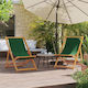 Deckchairs Folding Wooden with Green Fabric 2pcs 60x112x81cm