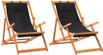 vidaXL Liegestuhl-Sessel Strand mit Neigung 3 Steckplätze Schwarz Set 2Stück