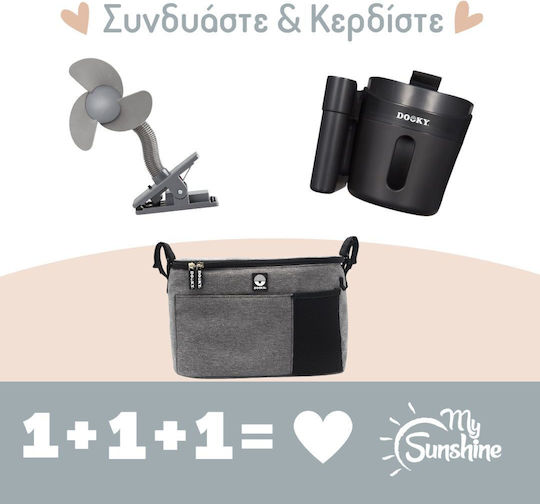 Offer Dooky Stroller Accessories Set Organizer Fan & Cup Holder Phone Holder 2 1