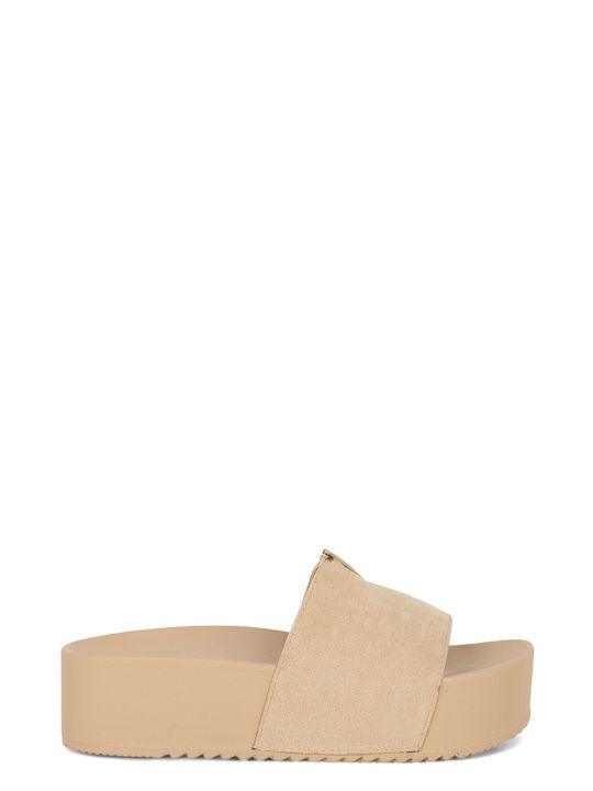 DOT Flatforms Suede Women's Sandals Beige