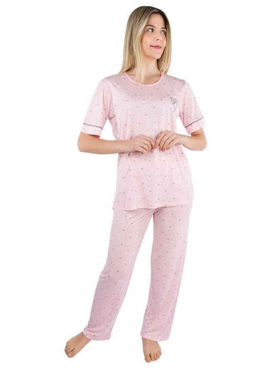 Calzedoro Sommer Damen Pyjama-Set Baumwolle Rose