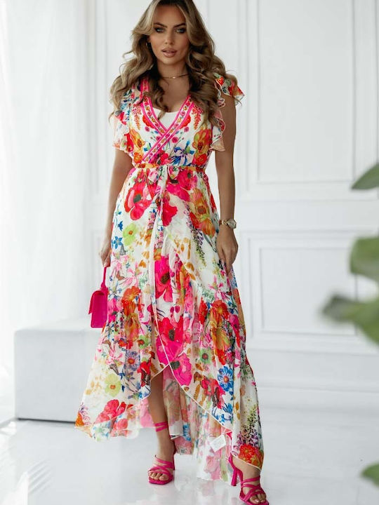 Boho-Chic Luftiges Wickelkleid Elisabeta Weiß