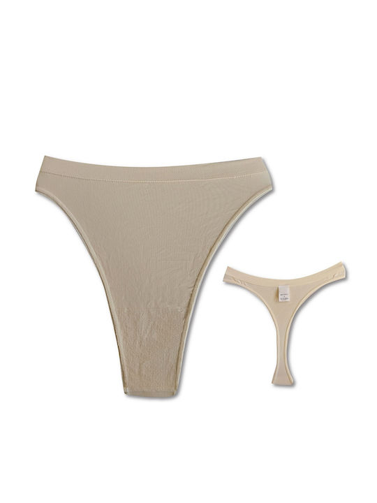 Diana Cotton Women's String 3Pack Seamless Ecru