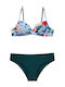 Set Bikini Floral Πετρόλ
