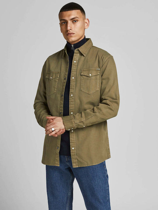 Jack & Jones Μακρυμάνικo Τζιν Πουκάμισο σε Στεν...